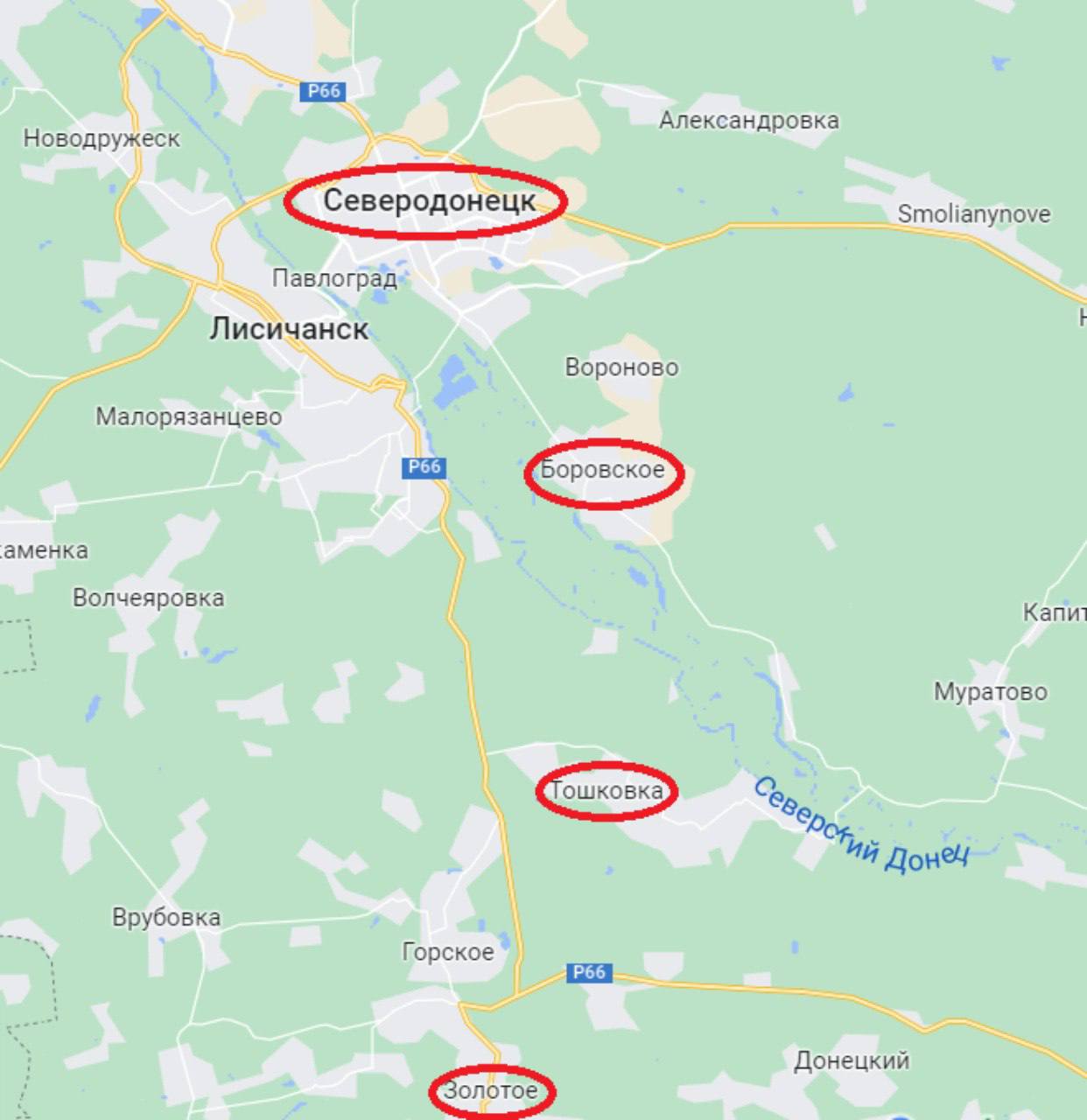 Карта обстановки на Луганщине