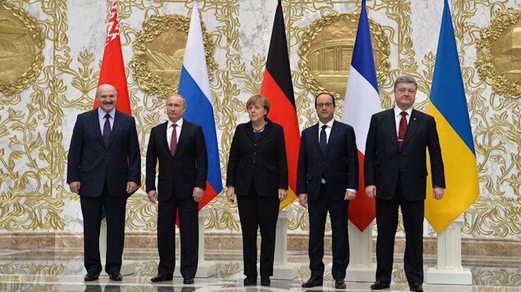 Александр Лукашенко, Владимир Путин, Ангела Меркель, Франсуа Олланд, Петр Порошенко. Фото: Википедия