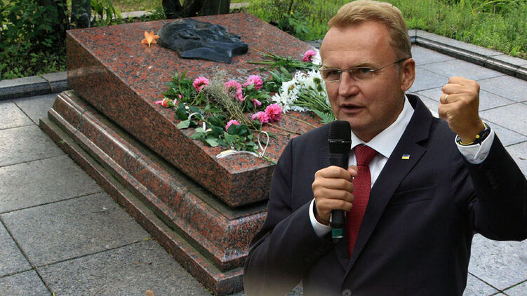 Мэр Львова Садовой наотрез отказывается передавать останки советского разведчика его родным. Коллаж 