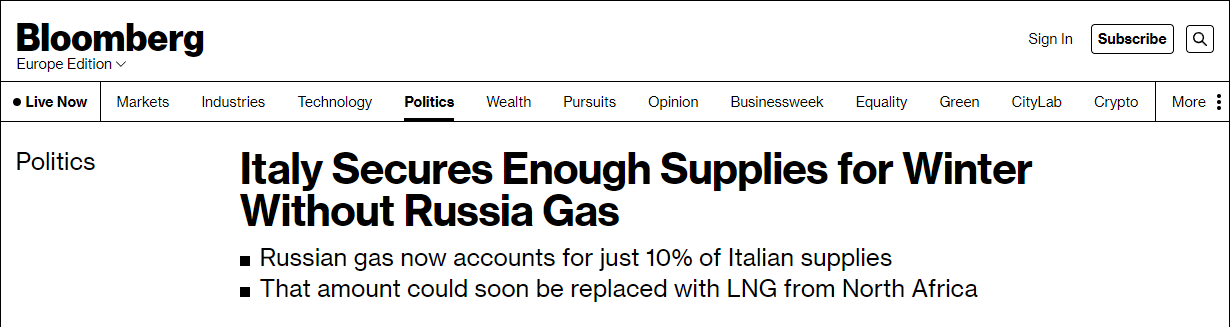 Bloomberg сообщает о том, что импорт сжиженного природного газа из Египта увеличится до того объема, который сейчас поступает из России, а в дальнейшем значительно увеличится поставка из Алжира