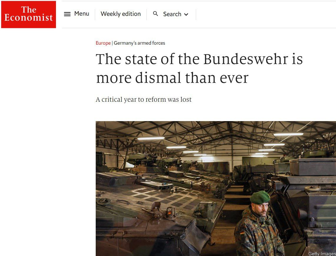 Армия Германии из-за помощи Украине в самом плачевном состоянии, чем когда-либо, пишет The Economist