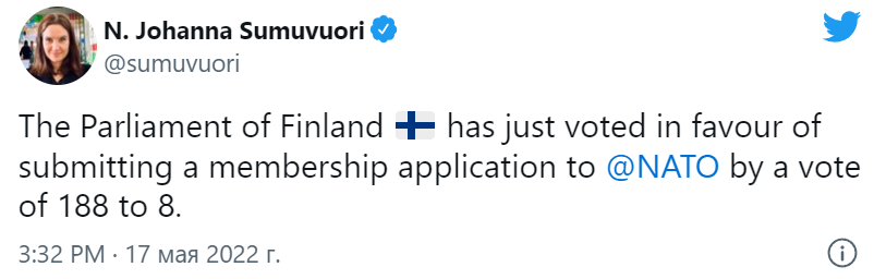 Финляндия поддержала вступление в НАТО