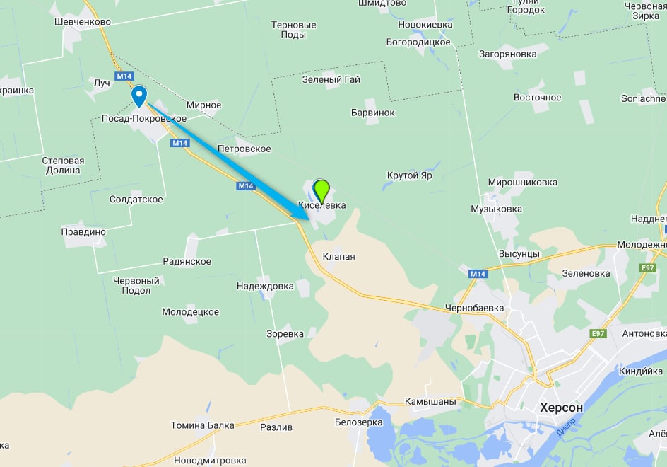 украинские войска резко подвинулись в направлении трассы Николаев-Херсон и заняли Киселевку