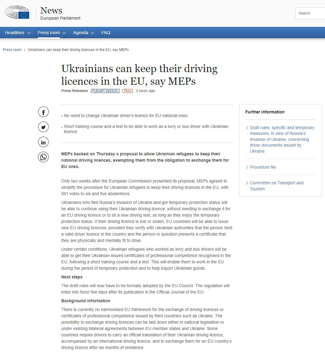 В ЕС хотят признать водительские права украинских беженцев