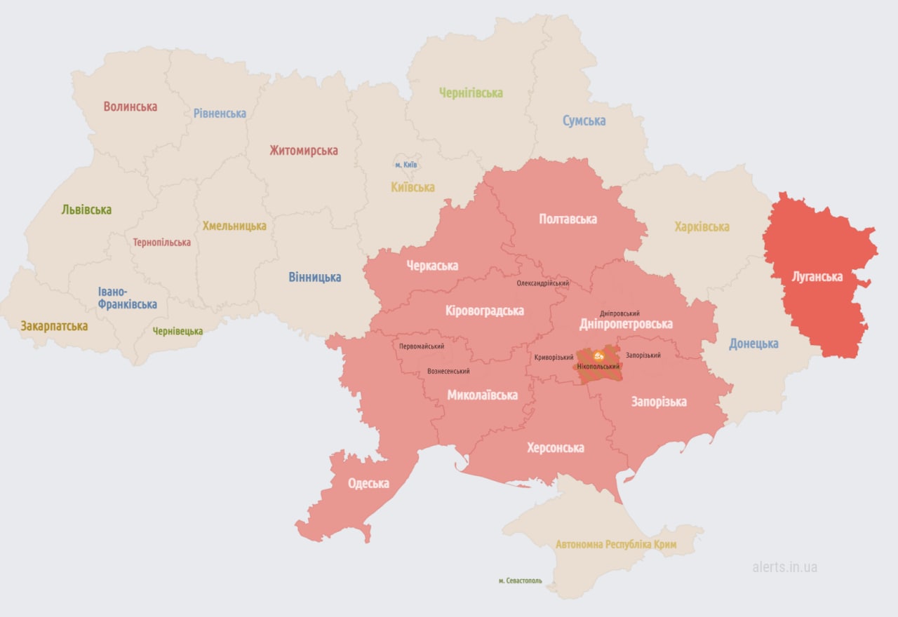 Карта воздушных тревог в Украине 6 октября 2022 года