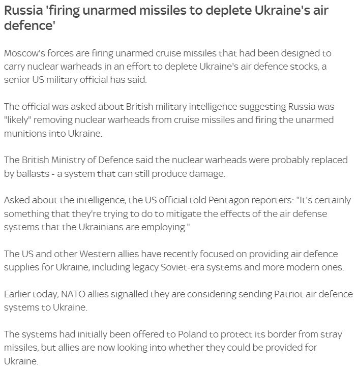 Россия хочет истощить запасы ПВО Украины