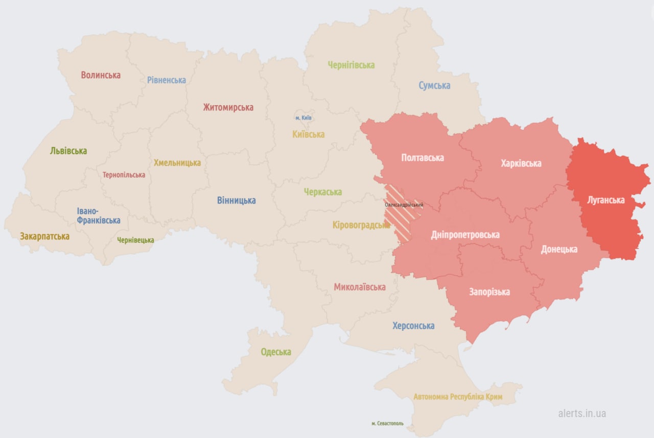 Воздушная тревога в восточных областях Украины 4 декабря