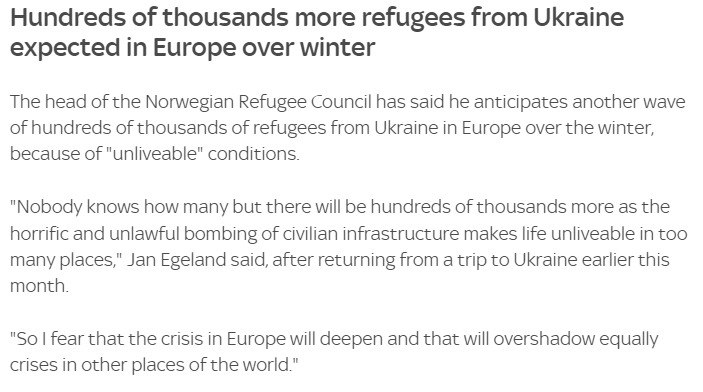 Зимой в Европе ждут сотни тысяч украинских беженцев