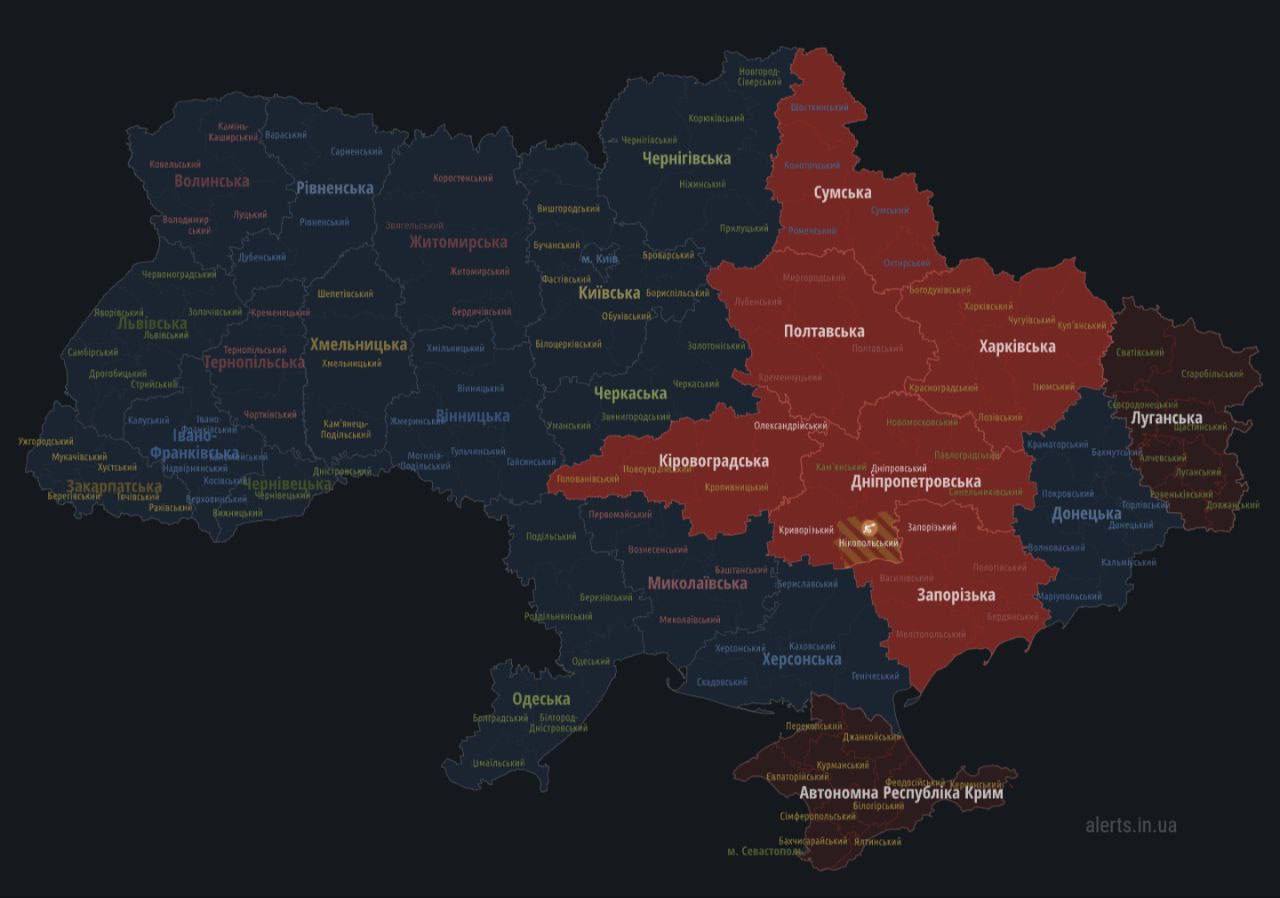 Карта воздушных тревог в Украине
