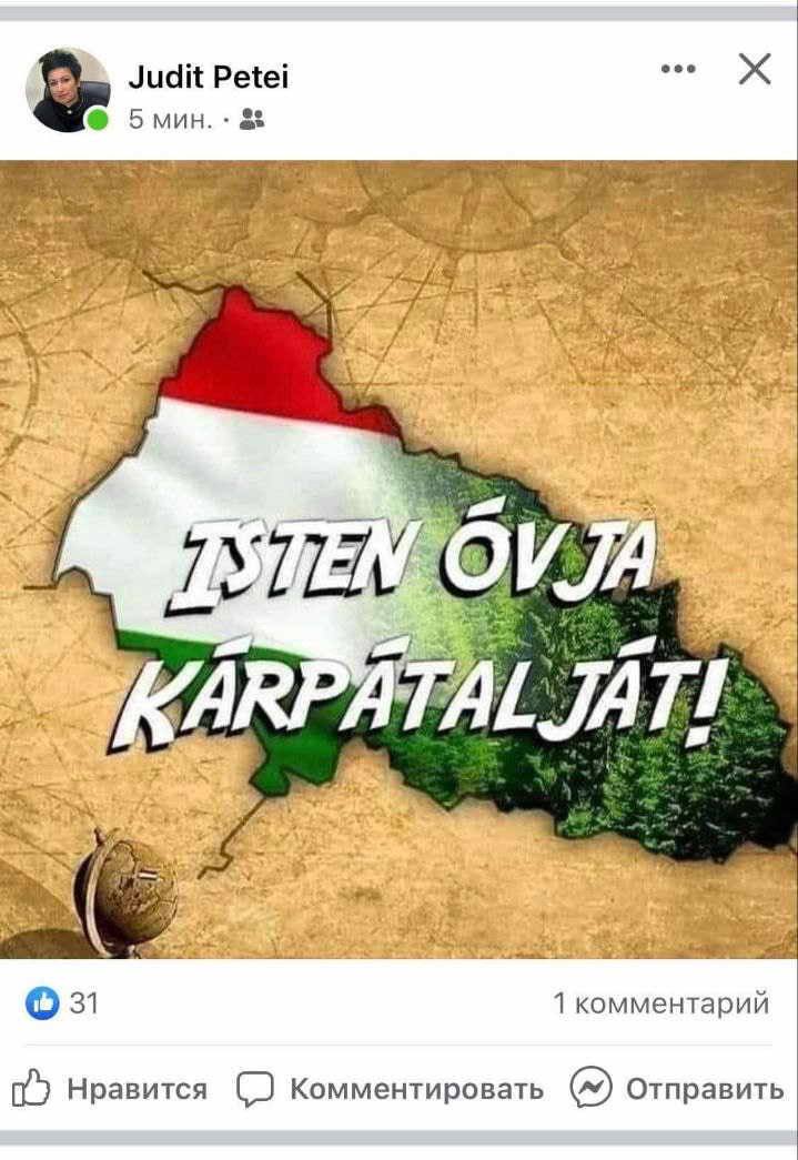 Депутат Закарпатья опубликовала карту региона в цветах флага Венгрии