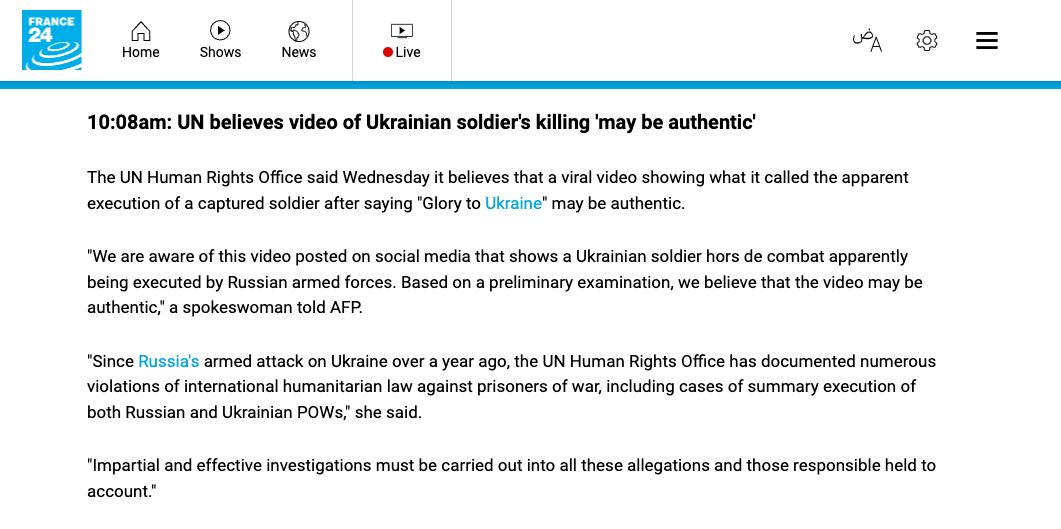 видео с казнью украинского военного является подлинным