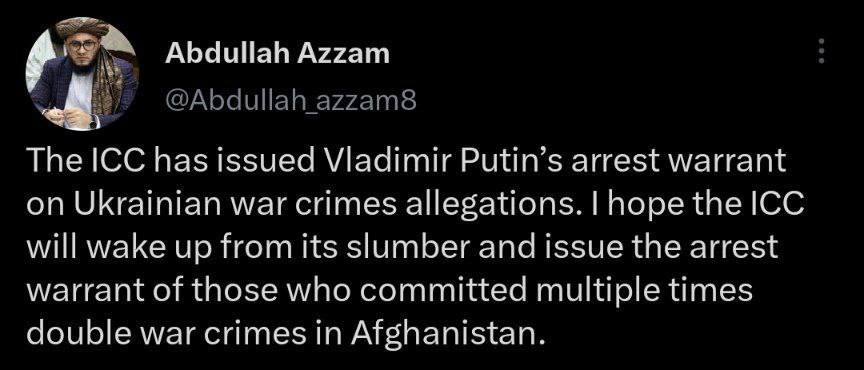 Талибы прокомментировали ордер МУС на арест Путина