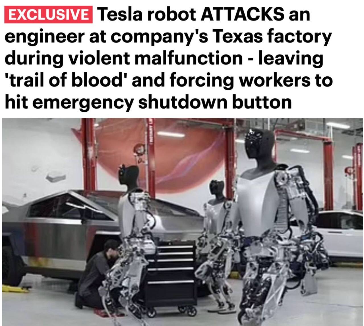 На заводе Tesla в Техасе робот напал на человека