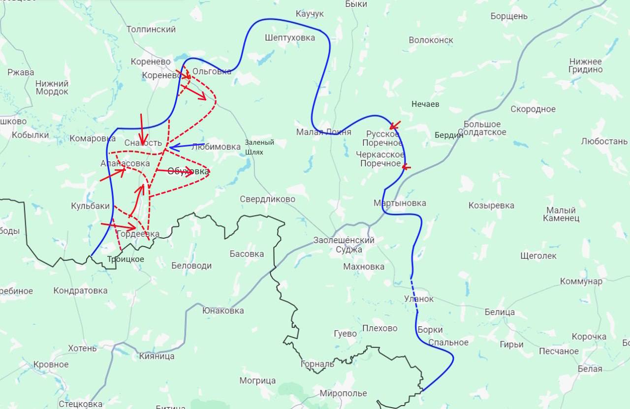 Карта удару армії Росії у Курській області