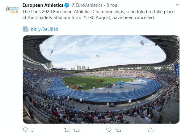 Чемпионат Европы по легкой атлетике-2020 отменили