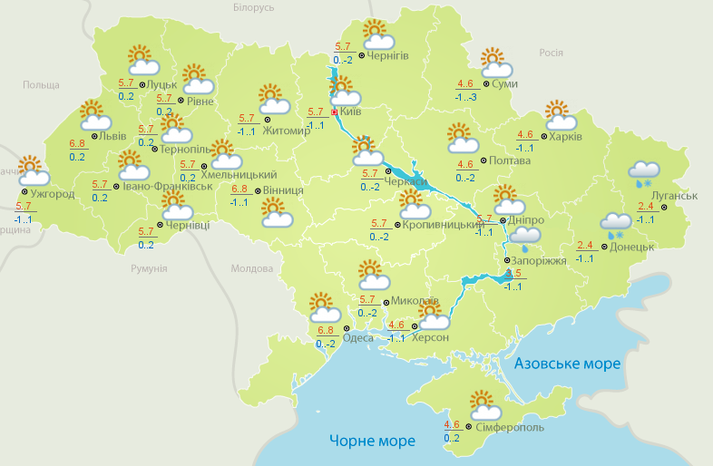 карта погоды в Украине