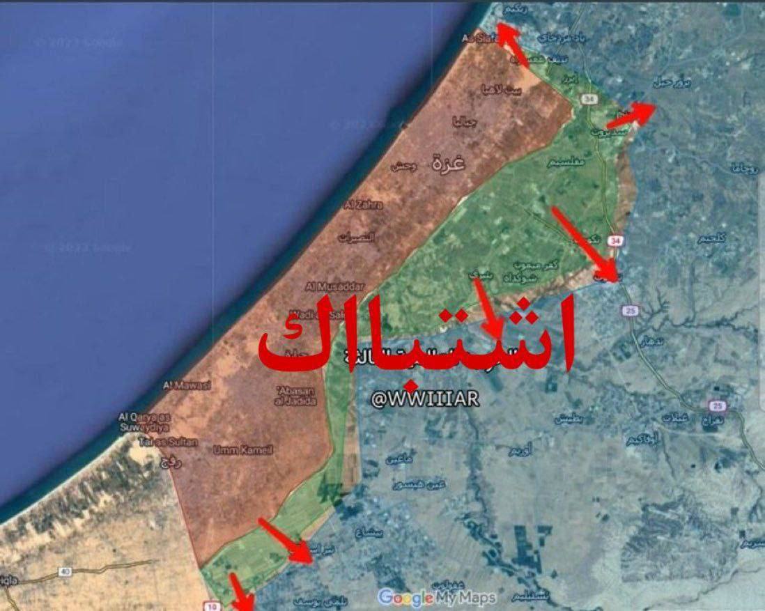 карта Израиль Палестина Сектор Газа