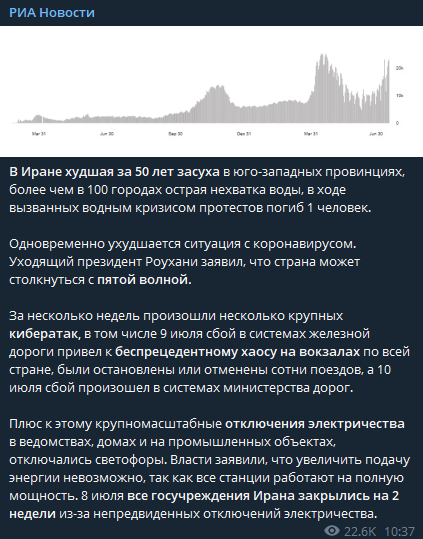 Пост РИА Новости в Телеграме