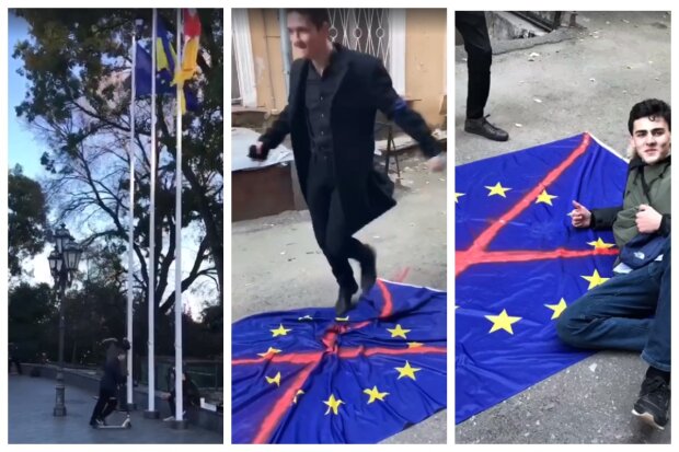 В Одессе надругались над флагом ЕС