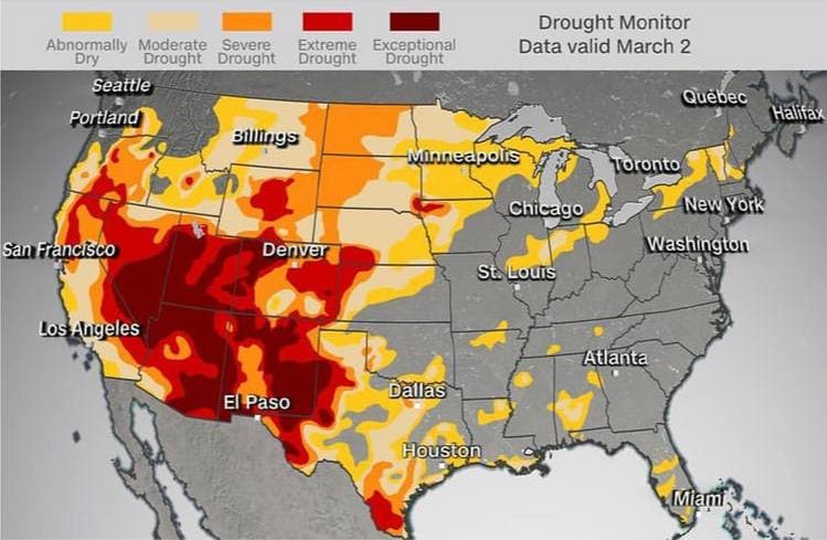 Карта засухи на 2 марта