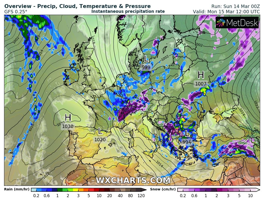 Карта погоды в Украине на понедельник. Фото: facebook.com/tala.didenko