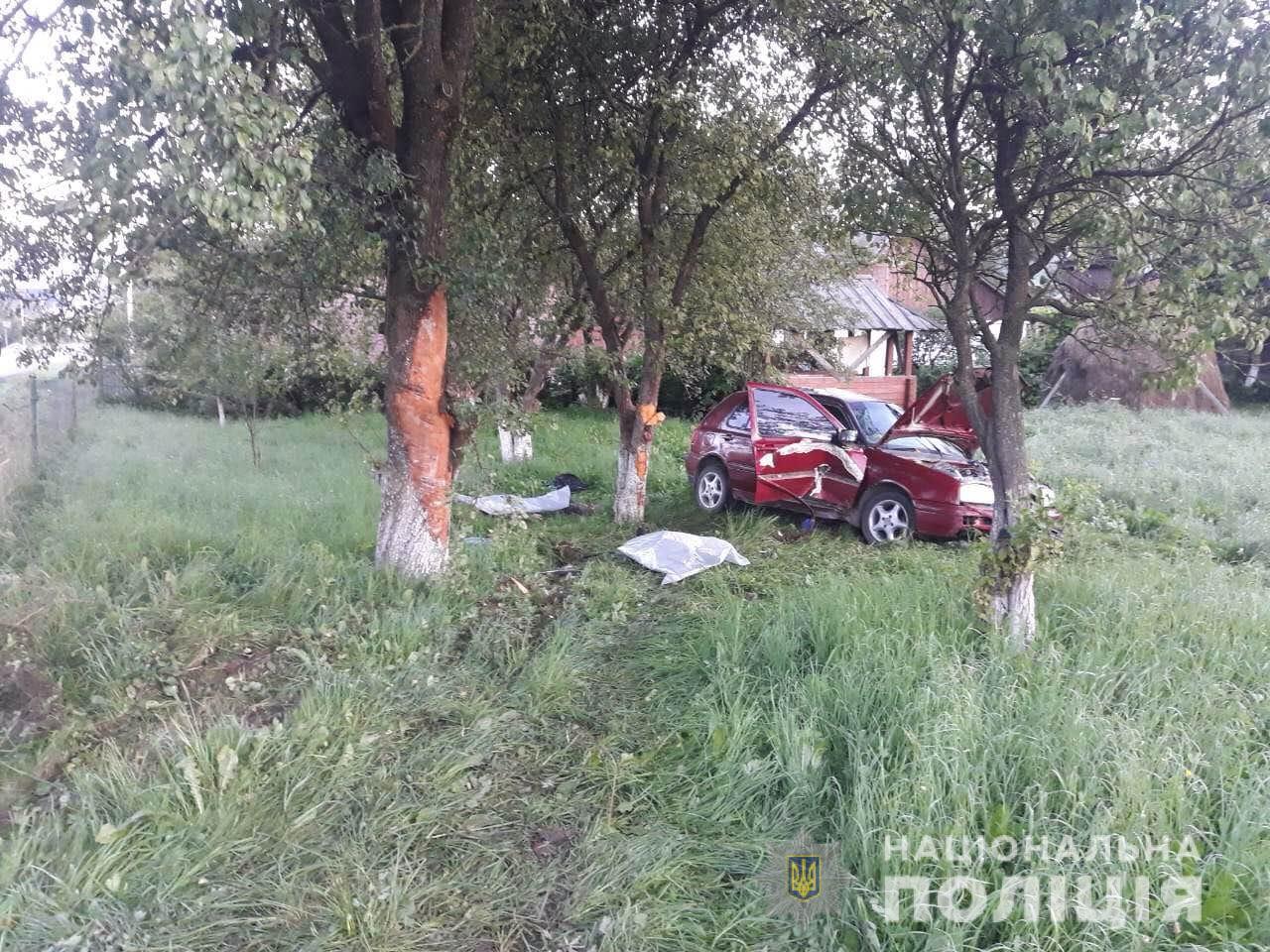 Под Ужгородом автомобиль врезался в дерев. Погибли 2 человека. Фото: Нацполиция