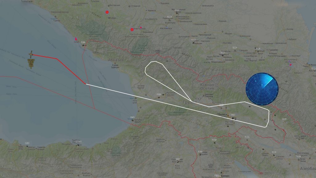 Американский беспилотник замечен над Грузией, Россией и Украиной. Скриншот: Virtual Radar