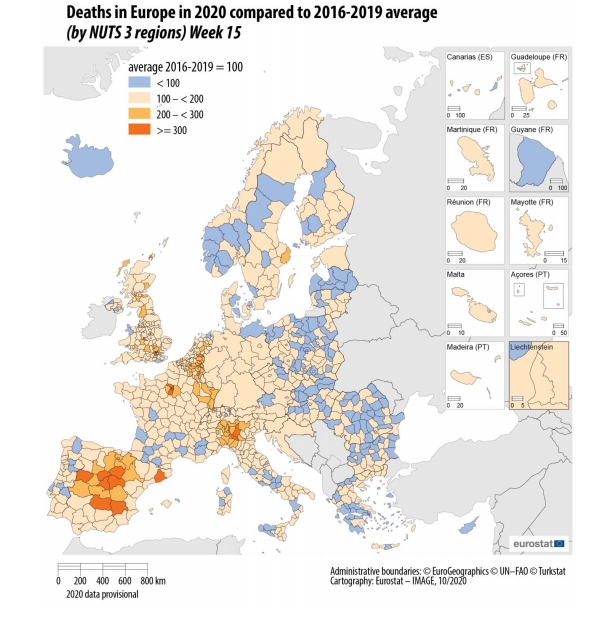С марта по июнь 2020 года количество смертей в Европе выросло на 168 тысяч человек. Скриншот: ec.europa.eu