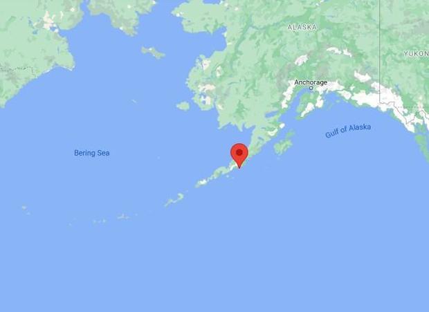 Место, где произошло землетрясение возле Аляски. Скриншот: Гугл-карта