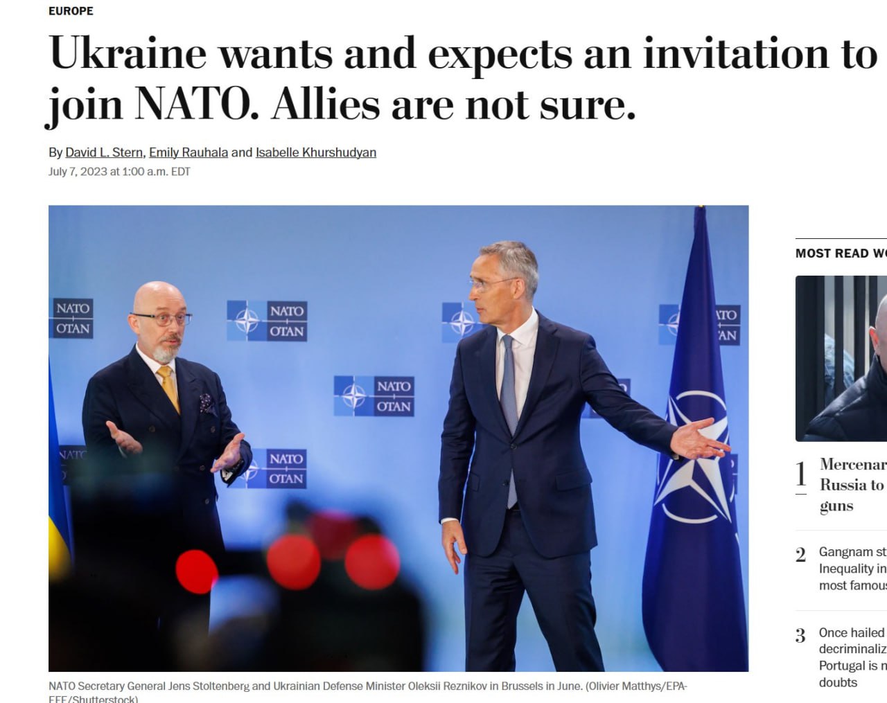 Украина хочет приглашения в Альянс