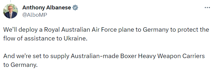Австралия отправит в Германию самолет-разведчик для контроля помощи Украине