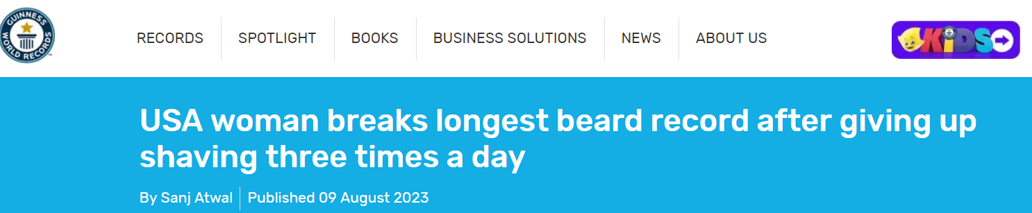 Встановлено новий рекорд з найдовшої бороди у світі серед жінок