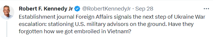 Реакция Кеннеди-младшего на возможную отправку военных советников в Украину