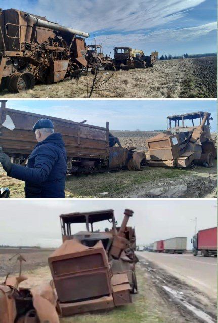 Фото уничтоженной сельхозтехники. Источник - facebook.com/mapfu2021